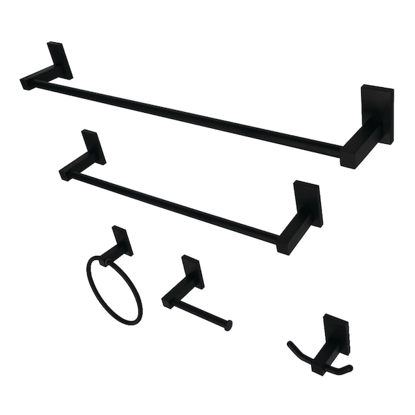 BAHK8212478MB Continental 5-Piece Bathroom Accessory Set, Matte Black